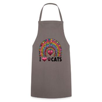Cats Love Rainbow Paws Cat Mom Pet - Cooking Apron - grey - Front - AI Model Male 185 dark (185cm)