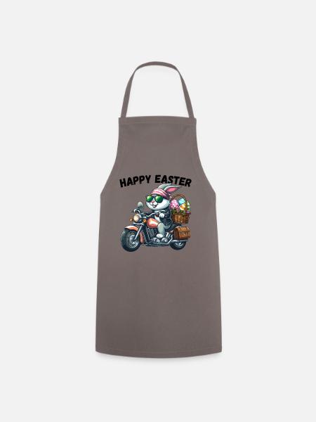 Frohe Ostern Bunny Motorrad Cool Biker Osterhase - Kochschürze - Grau