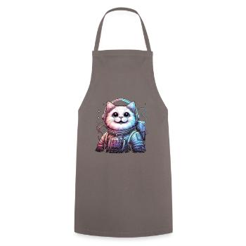Astro Cat Cosmic Cat Retro Space Cat Lover - Cooking Apron - grey - Front - AI Model Male 185 dark (185cm)