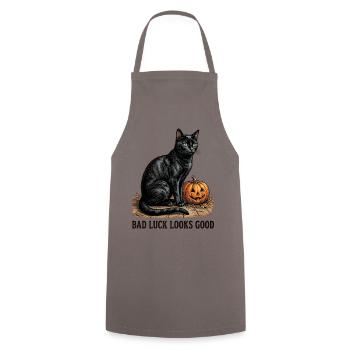 Bad Luck Looks Good Schwarze Katze - Kochschürze - Grau - Vorne - AI Model Male 185 dark (185cm)