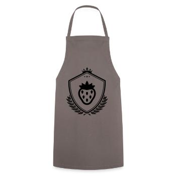 Erdbeere schild - Kochschürze - Grau - Vorne - AI Model Male 185 dark (185cm)