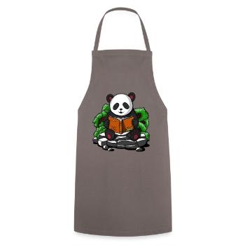 Livre de lecture mignon d'ours panda - Tablier de cuisine - gris - Devant - AI Model Male 185 dark (185cm)