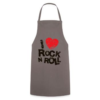 I LOVE ROCK N ROLL. - Cooking Apron - grey - Front - AI Model Male 185 dark (185cm)