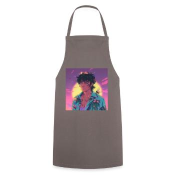 80er Jahre Anime Typ beruhigender hochwertiger Modedruck - Kochschürze - Grau - Vorne - AI Model Male 185 dark (185cm)