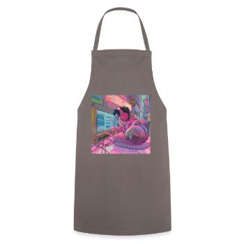 80s anime teen calming high quality fashion print - Cooking Apron - grey - Front - AI Model Male 185 dark (185cm)