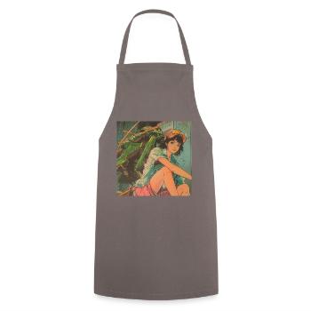 80s anime teen calming high quality fashion print - Cooking Apron - grey - Front - AI Model Male 185 dark (185cm)
