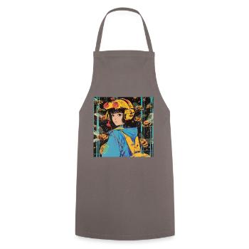 80er Jahre Anime Teen Beruhigender Hochwertiger Modedruck - Kochschürze - Grau - Vorne - AI Model Male 185 dark (185cm)