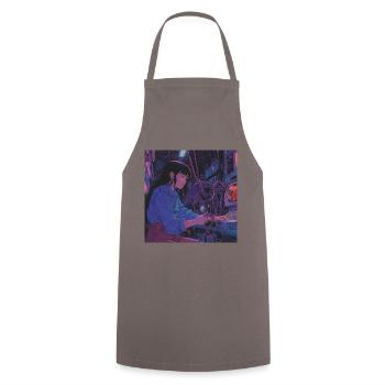 80s anime teen calming high quality fashion print - Cooking Apron - grey - Front - AI Model Male 185 dark (185cm)