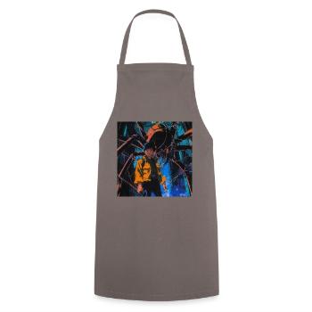 80s anime teen calming high quality fashion print - Cooking Apron - grey - Front - AI Model Male 185 dark (185cm)
