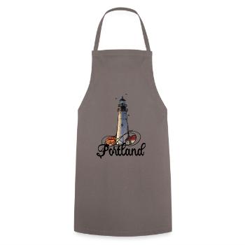 Leuchtturm Portland Maine - Kochschürze - Grau - Vorne - AI Model Male 185 dark (185cm)