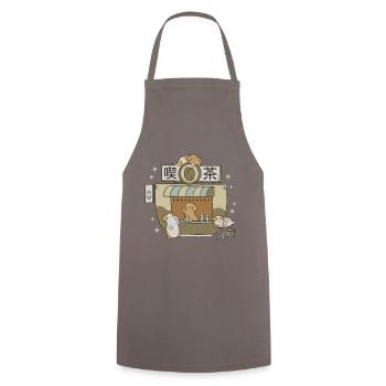 Dog Cafe - Cooking Apron - grey - Front - AI Model Male 185 dark (185cm)