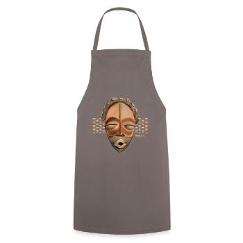 African Mask, INTOU - Cooking Apron - grey - Front - AI Model Male 185 dark (185cm)