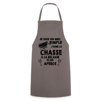Chasseur de Bécasse Mec SImple Et Apéro - Tablier de cuisine - gris - Devant - AI Model Male 185 dark (185cm)