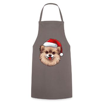 Pomeranian Christmas Portrait Pomeranian Dog - Cooking Apron - grey - Front - AI Model Male 185 dark (185cm)