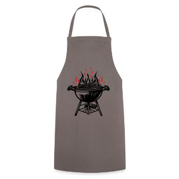 Grill, Fire, Grill, Meat - Cooking Apron - grey - Front - AI Model Male 185 dark (185cm)