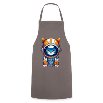 Space Cat 01 - Kochschürze - Grau - Vorne - AI Model Male 185 dark (185cm)