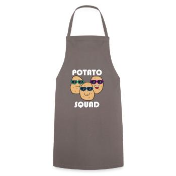 Hobby Chef Potatoe Squad Ironic Saying Vegetables - Cooking Apron - grey - Front - AI Model Male 185 dark (185cm)