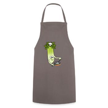 Celery Chef Ironic Cute Leek Vegetables - Cooking Apron - grey - Front - AI Model Male 185 dark (185cm)