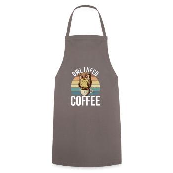 Owl Needs Coffee Office Monday Tue Birds - Tablier de cuisine - gris - Devant - AI Model Male 185 dark (185cm)