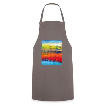SUMMER DANCE, Sunset, Abstract Art - Cooking Apron - grey - Front - AI Model Male 185 dark (185cm)