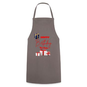 Joyeux anniversaire à vous - avec des cadeaux - Tablier de cuisine - gris - Devant - AI Model Male 185 dark (185cm)