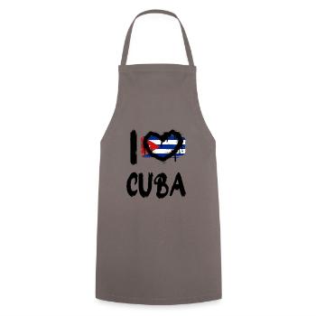 I love Cuba / Ich Liebe Cuba Land Länder - Kochschürze - Grau - Vorne - AI Model Male 185 dark (185cm)
