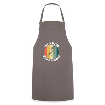 Fly Fishing Hobby Sports Catching Fish Trout - Cooking Apron - grey - Front - AI Model Male 185 dark (185cm)