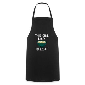 Girl Likes Miso Soup Ramen Japanese Food - Cooking Apron - black - Front - AI Model Male 185 dark (185cm)