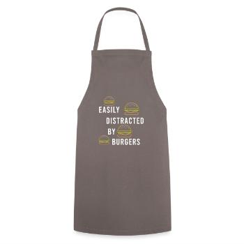 Manger des hamburgers, citation drôle, - Tablier de cuisine - gris - Devant - AI Model Male 185 dark (185cm)