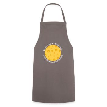 Penser au fromage Funny Quote Cheesemaking - Tablier de cuisine - gris - Devant - AI Model Male 185 dark (185cm)