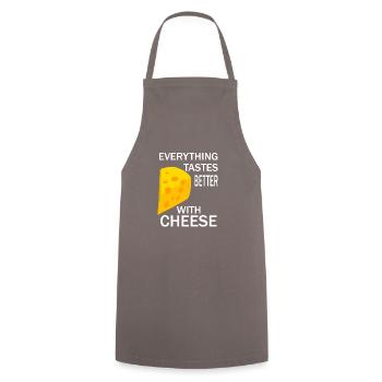 Eating Food Cheese Funny Saying Cheesemaking - Cooking Apron - grey - Front - AI Model Male 185 dark (185cm)