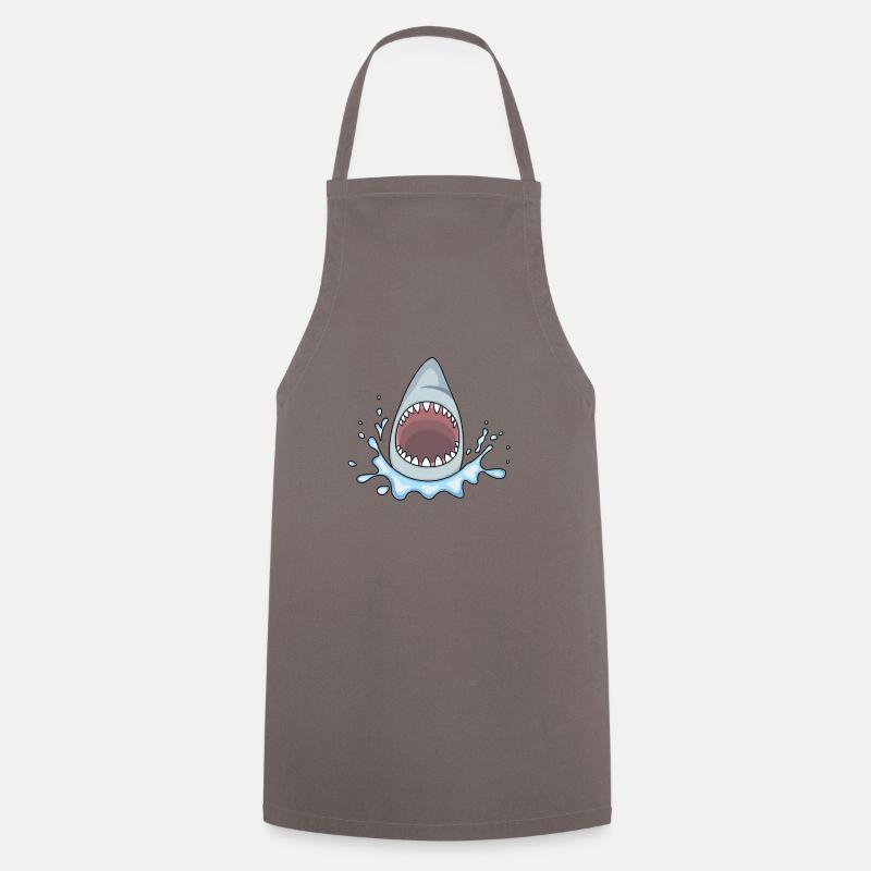 SHARK FISH TEETH - Cooking Apron - grey