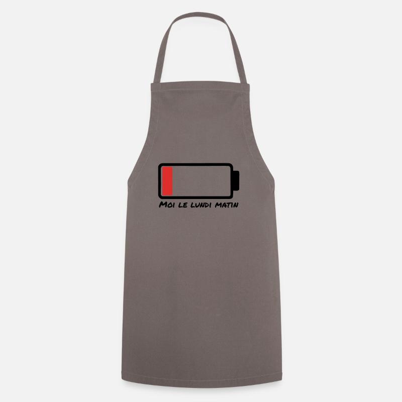 Lundi matin – batterie à plat - Tablier de cuisine - gris