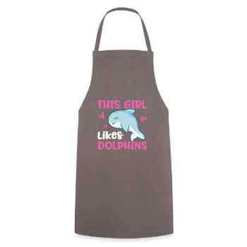 Fille aime les dauphins Animaux marins mignons - Tablier de cuisine - gris - Devant - AI Model Male 185 dark (185cm)