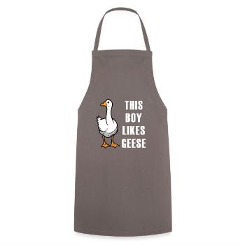 Life With Geese Nature Ironic Saying Goose - Cooking Apron - grey - Front - AI Model Male 185 dark (185cm)