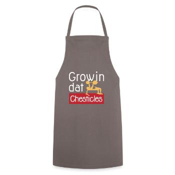 Ironic Gym Quote Powerlifter Benchpress Chesticles - Cooking Apron - grey - Front - AI Model Male 185 dark (185cm)