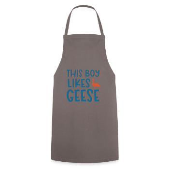 Boy Likes Geese Bird Wildlife Cute Goose - Cooking Apron - grey - Front - AI Model Male 185 dark (185cm)