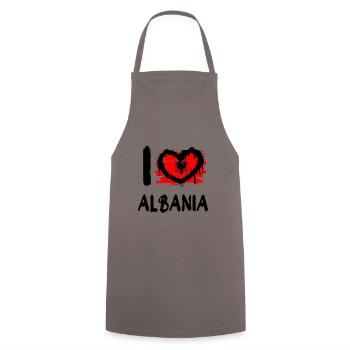 I love Albania / Ich Liebe Albanien Land Länder - Kochschürze - Grau - Vorne - AI Model Male 185 dark (185cm)