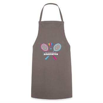 Badminton Quote Cool Retro Hobby Badminton Sports - Tablier de cuisine - gris - Devant - AI Model Male 185 dark (185cm)