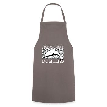 Garçon aime les dauphins Nature Animaux marins - Tablier de cuisine - gris - Devant - AI Model Male 185 dark (185cm)