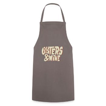 Huîtres et vin Ironic Saying Seafood Chef - Tablier de cuisine - gris - Devant - AI Model Male 185 dark (185cm)