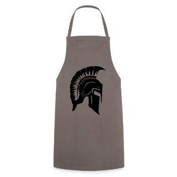 Spartaner Helm Gladiator Sparta - Kochschürze - Grau - Vorne - AI Model Male 185 dark (185cm)