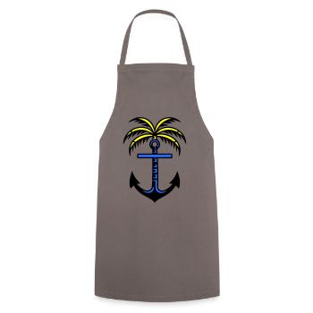 Icône d’ancre de palmier - Tablier de cuisine - gris - Devant - AI Model Male 185 dark (185cm)