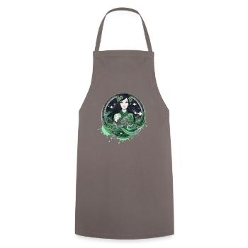 manga,anime, woman, green eyes, gothic - Cooking Apron - grey - Front - AI Model Male 185 dark (185cm)