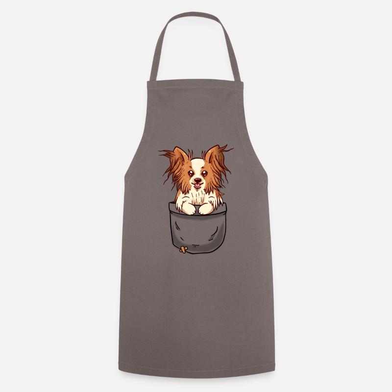 Chiot mignon de crabot de papillon de poche - Tablier de cuisine - gris