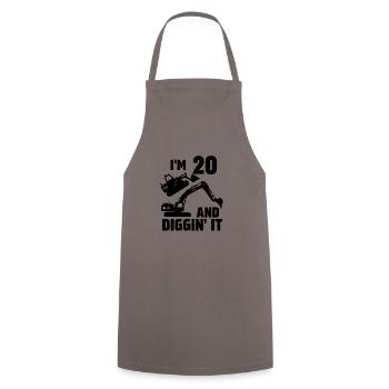 Ich bin 20 und Diggin' It - Kochschürze - Grau - Vorne - AI Model Male 185 dark (185cm)