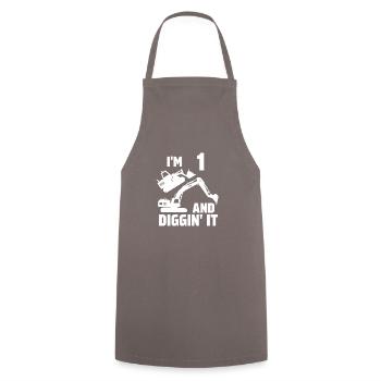 Ich bin 1 und Diggin' It - Kochschürze - Grau - Vorne - AI Model Male 185 dark (185cm)