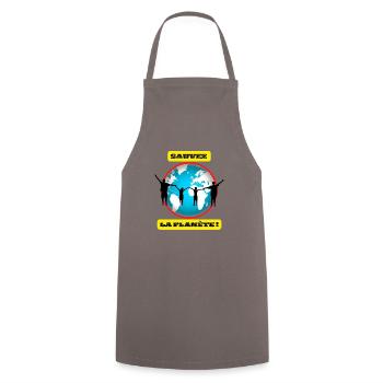 SAUVEZ LA PLANÈTE - Tablier de cuisine - gris - Devant - AI Model Male 185 dark (185cm)
