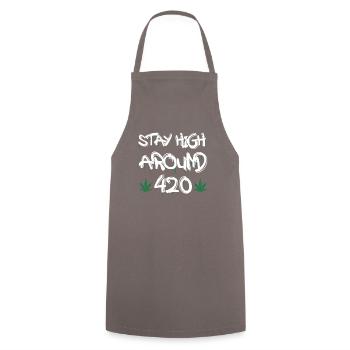 MARIHUANA SMOKE 420 CANNABIS WEED HANF DESIGN - Kochschürze - Grau - Vorne - AI Model Male 185 dark (185cm)