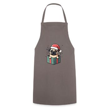 Carlin Dans Cadeau Chien Noël Festif Père Noël Chapeau - Tablier de cuisine - gris - Devant - AI Model Male 185 dark (185cm)